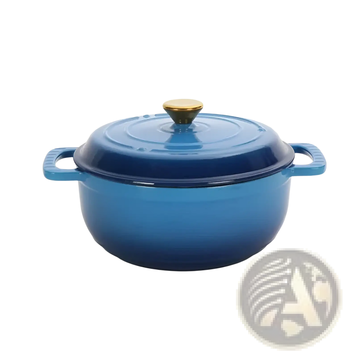 Cast Iron Dutch Oven 5qt Blue with Gold Knob