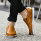 Men's British Leather Striped Sole Slip on Shoes