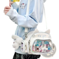 Cat Messenger Bag Clear Ita Panel Crossbody Bag