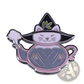 Cat Witch Teapot Enamel Pin Whimsical Copper Brooch