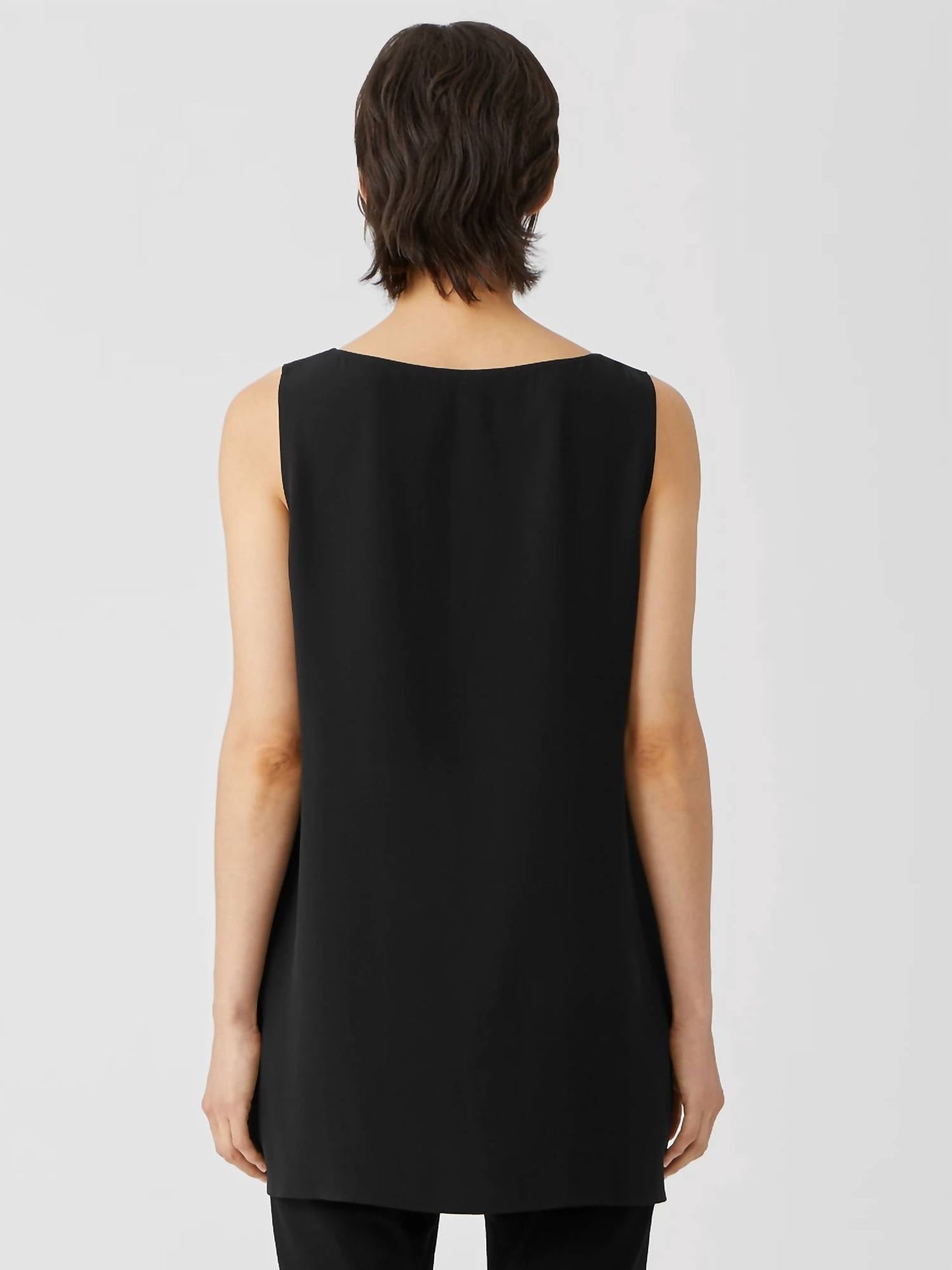 Eileen Fisher - Silk Georgette Crepe Bateau Neck Tank Top