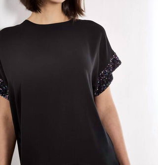 Apricot - Sequin Cuff Chiffon Blouse