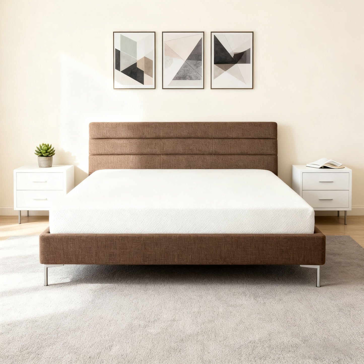 8" Twin Green Tea Memory Foam Mattress In Box - White