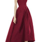 Alfred Sung Strapless High/Low Ballgown in Burgundy, Size 14