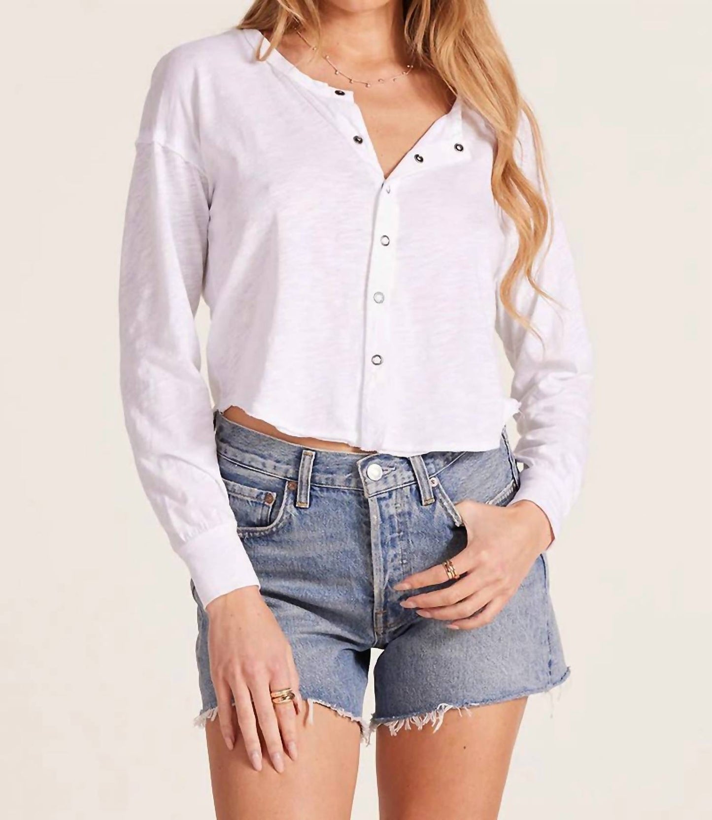Bobi - Long Sleeve Button Front Top