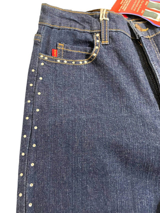 Nydj - Calça jeans feminina com decote cano alto e strass