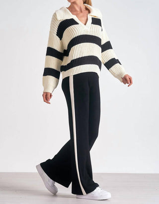 Elan - Suéter com decote em V e blocos de cores