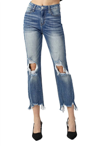 Risen - Calça Jeans Crop Reta de Cintura Alta
