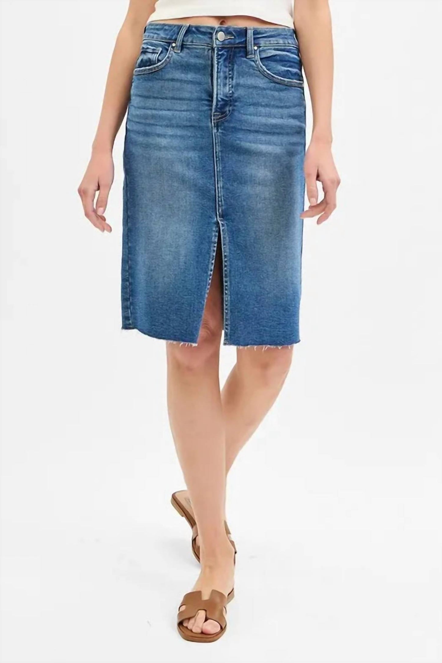 Trendsi - Risen Full Size High Rise Front Slit Pencil Skirts Plus Size