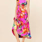 Skies Are Blue - Braided Strap Floral Print Midi Dress