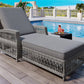 GO Outdoor Long Reclining Chaise with Armrests and Cushions