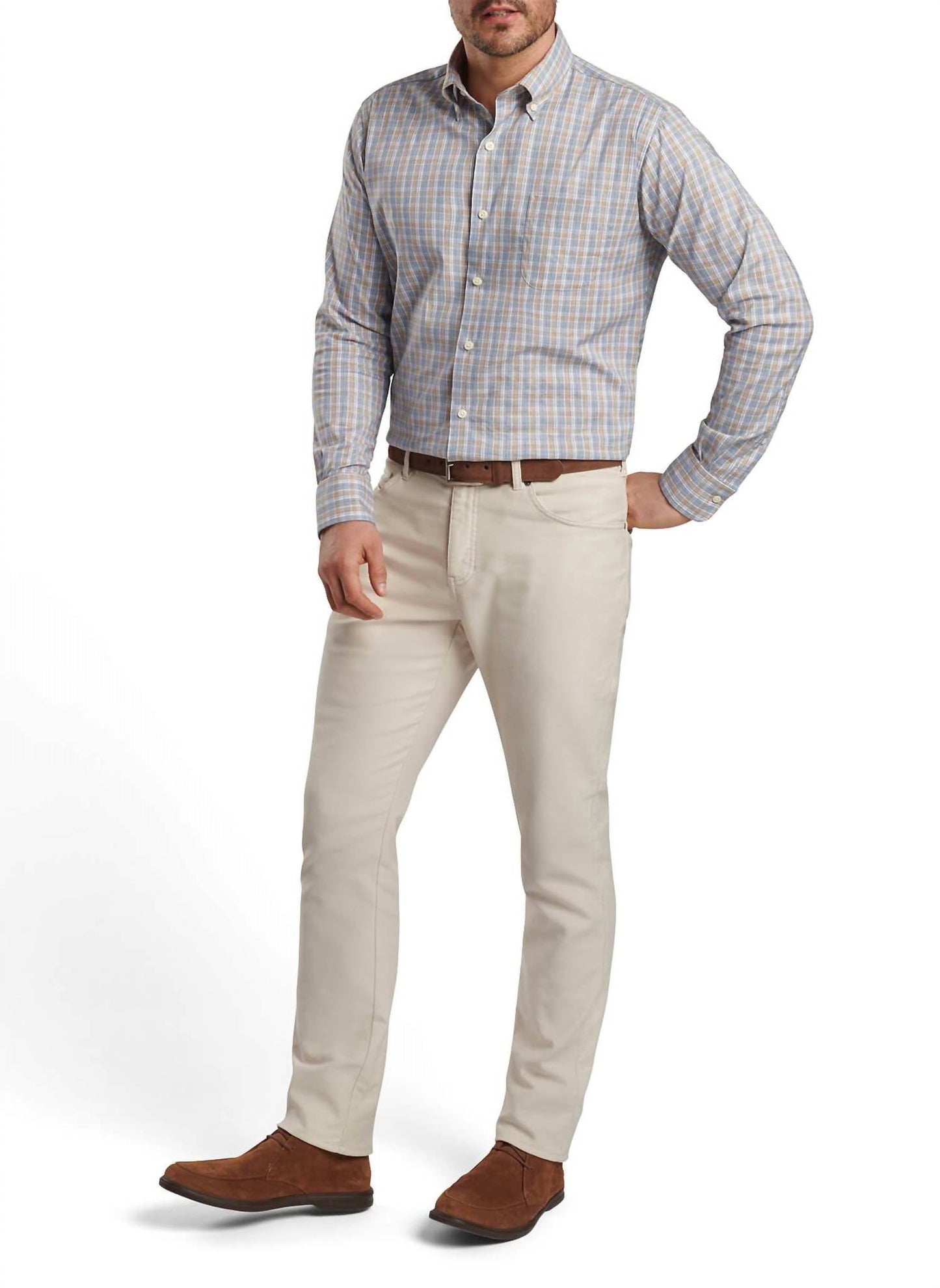 Peter Millar - Camisa esportiva Powell Crown Lite de algodão elástico