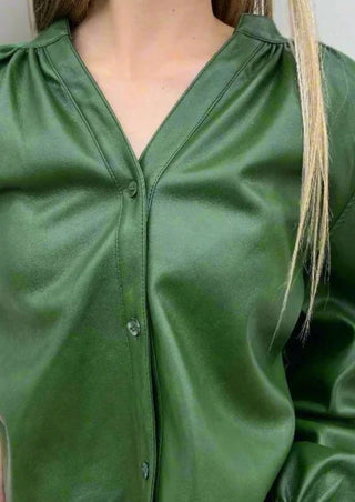 Dolce Cabo - Blusa de couro Harper com botões