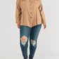 Davi & Dani - Plus Distressed Hem Button Down Oversize Shirt