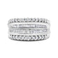 14K White Gold 1.00 Cttw Round and Baguette-Cut Diamond Modern Band Ring (H-I Color, SI2-I1 Clarity) - Ring Size 7