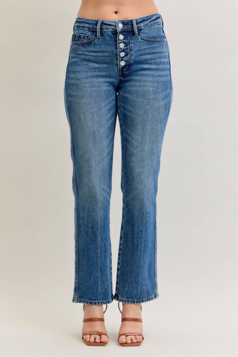 Judy Blue - Reese Mid Rise Slim Straight Leg Jeans