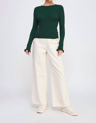 Allie Rose - Twill Side Button Wide Leg Pants