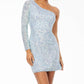 Ashleylauren - One-shoulder Short Sequin Cocktail Dress