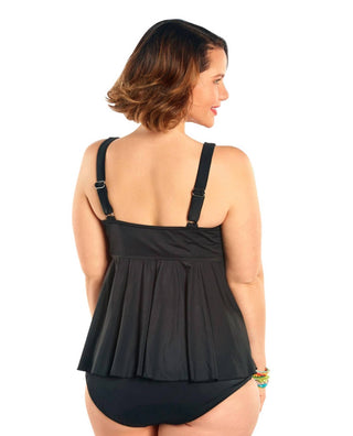 Sempre para mim - Top tankini plus size opulento e envolvente com parte de baixo combinando