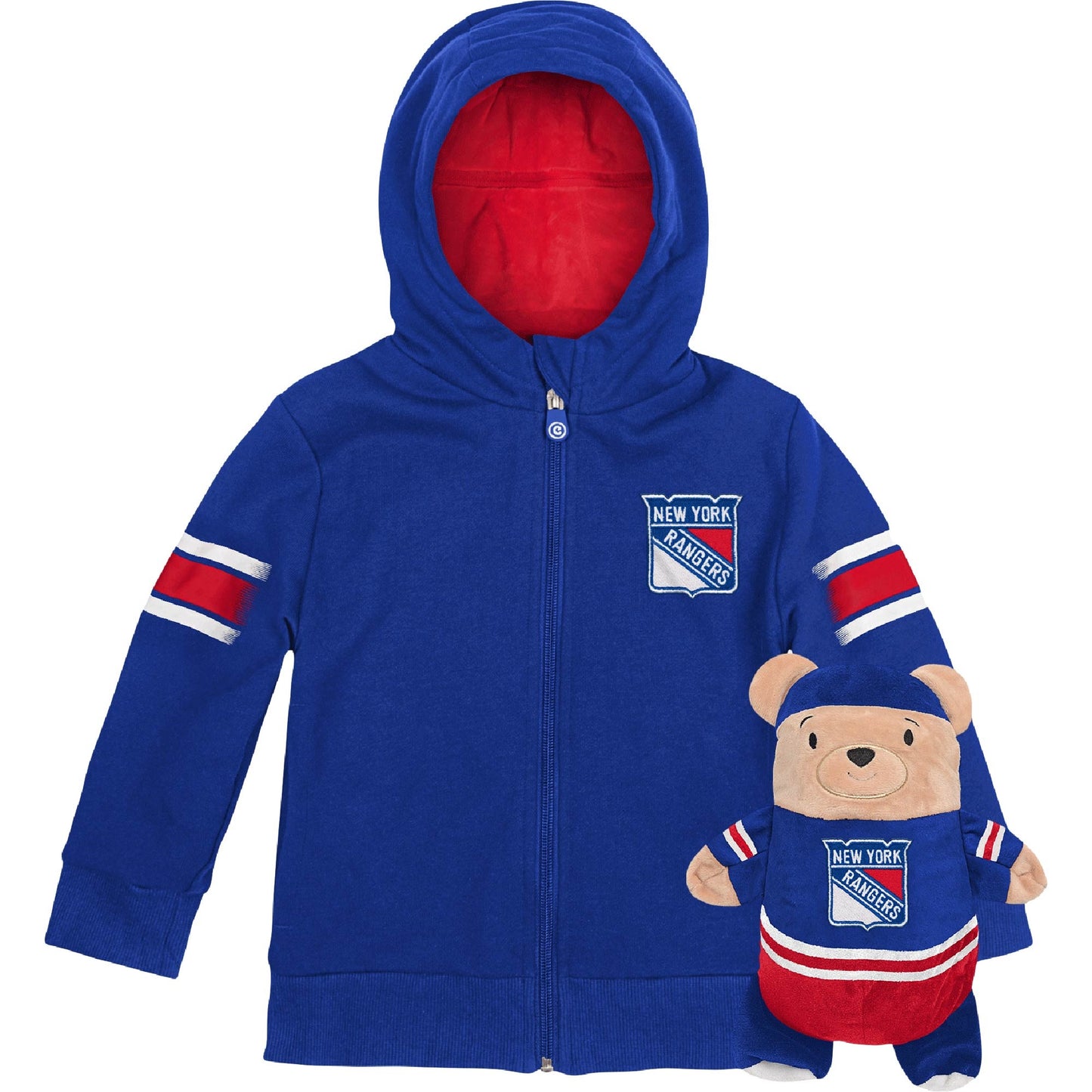 Moletom com capuz e pelúcia macios Cubcoats New York Rangers 2 em 1 para meninos
