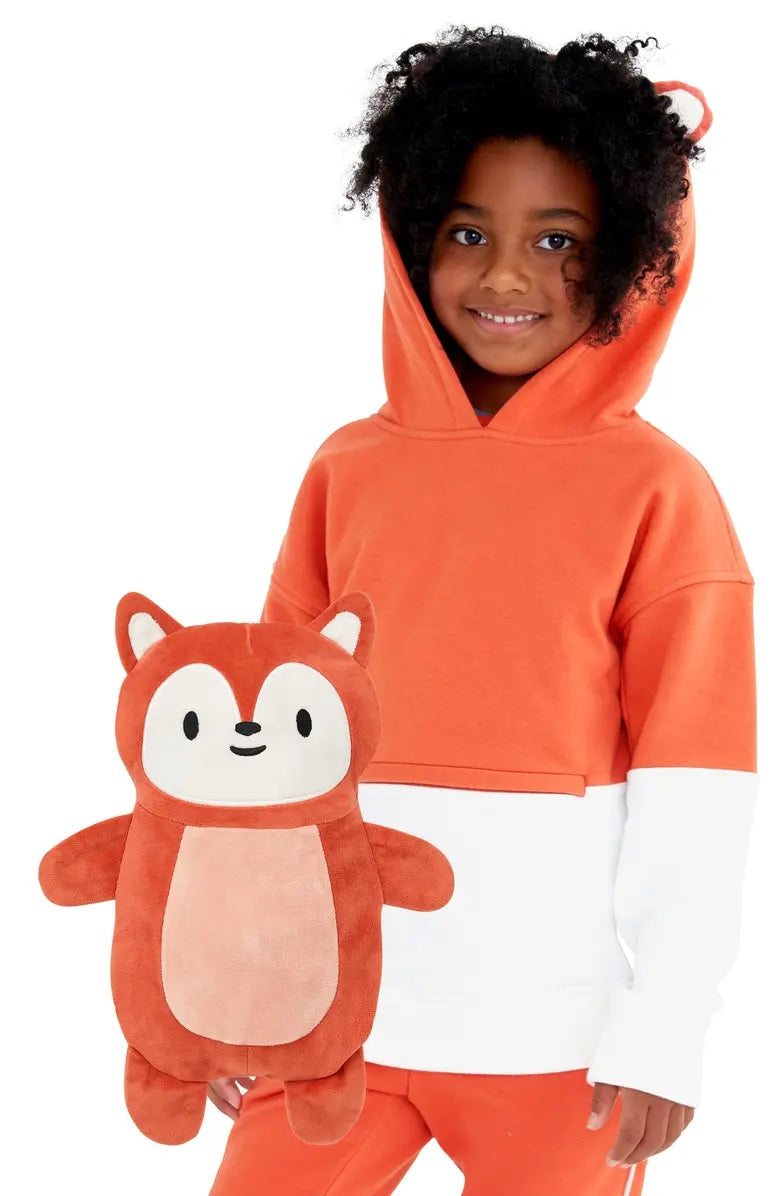 Cubcoats Kids Transformando 2 em 1 Unissex Flynn the Fox Moletom com Capuz 2 em 1 Bicho de Pelúcia em Laranja Queimado
