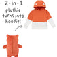 Cubcoats Kids Transformando 2 em 1 Unissex Flynn the Fox Moletom com Capuz 2 em 1 Bicho de Pelúcia em Laranja Queimado