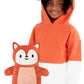 Cubcoats Kids Transformando 2 em 1 Unissex Flynn the Fox Moletom com Capuz 2 em 1 Bicho de Pelúcia em Laranja Queimado