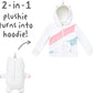 Cubcoats Transformando 2 em 1 Uki Unicórnio 2 em 1 Bicho de Pelúcia com Capuz Branco