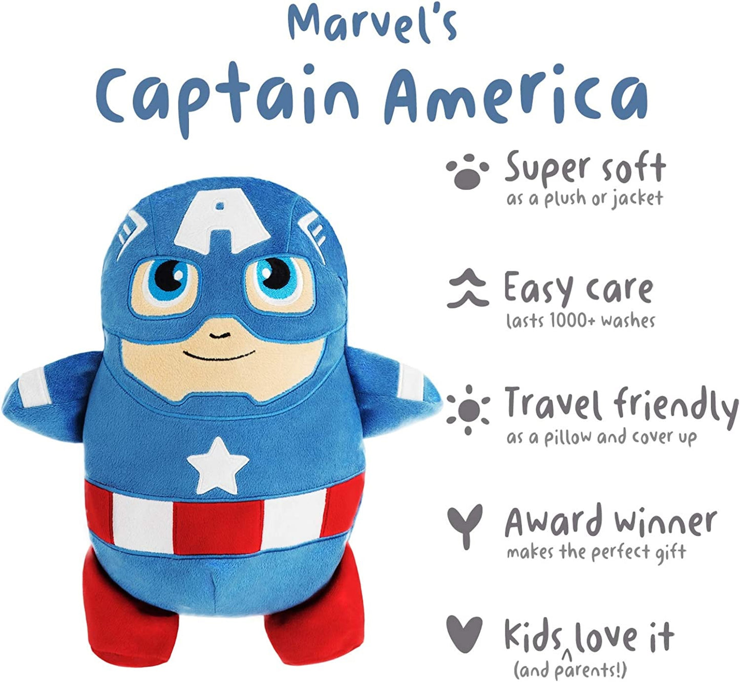 Cubcoats 2 em 1 Transformador Unissex Capitão América Clássico Moletom com Zíper Azul