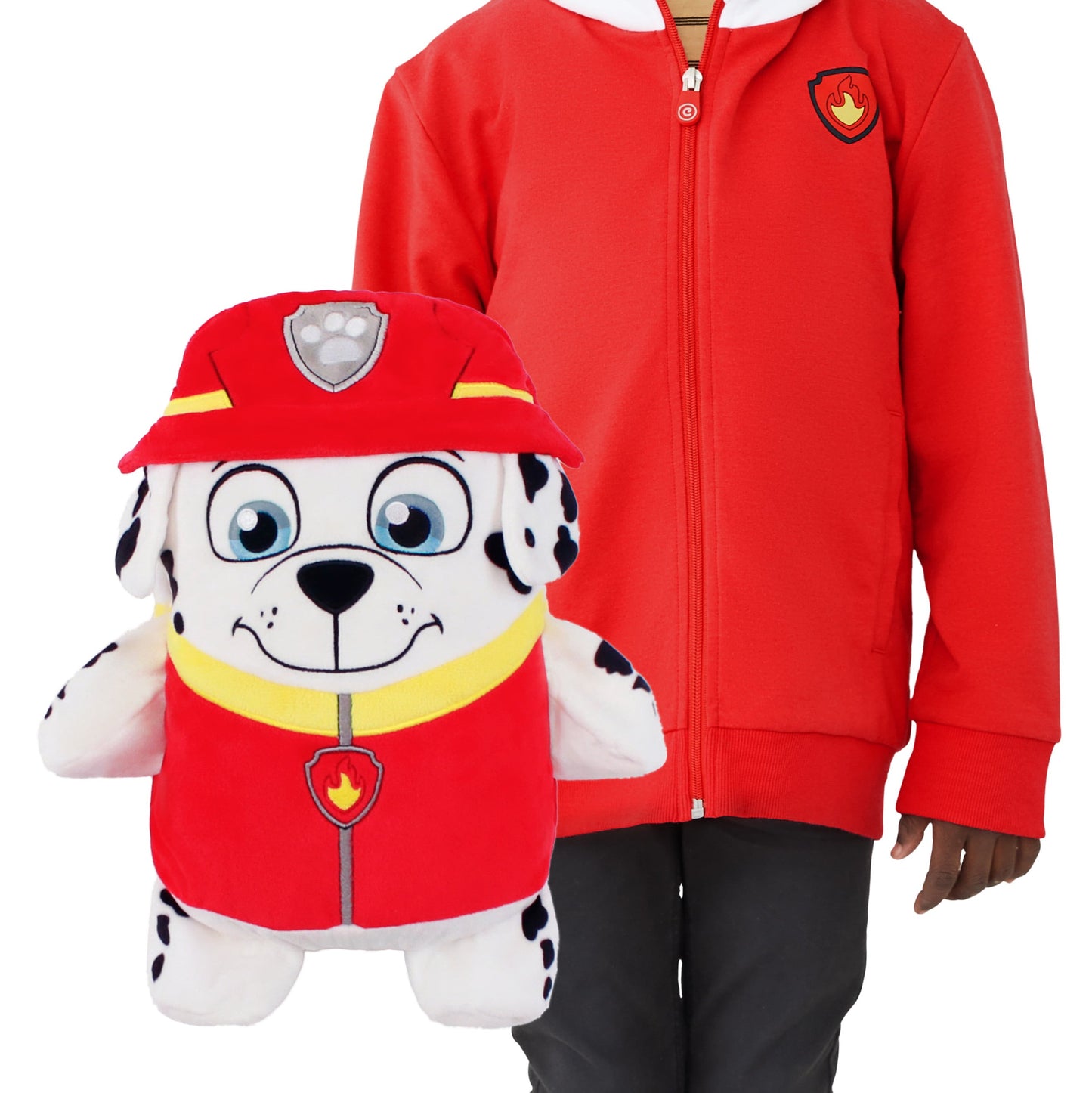 Cubcoats Transforming 2 em 1 Unissex Marshall 2 em 1 Bicho de Pelúcia com Capuz Vermelho