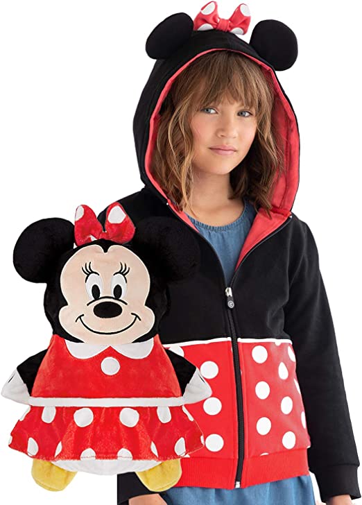 Cubcoats Transformando 2 em 1 Infantil Unissex Disney Minnie Mouse 2 em 1 Bicho de Pelúcia com Capuz Vermelho