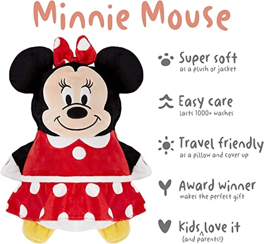 Cubcoats Transformando 2 em 1 Infantil Unissex Disney Minnie Mouse 2 em 1 Bicho de Pelúcia com Capuz Vermelho