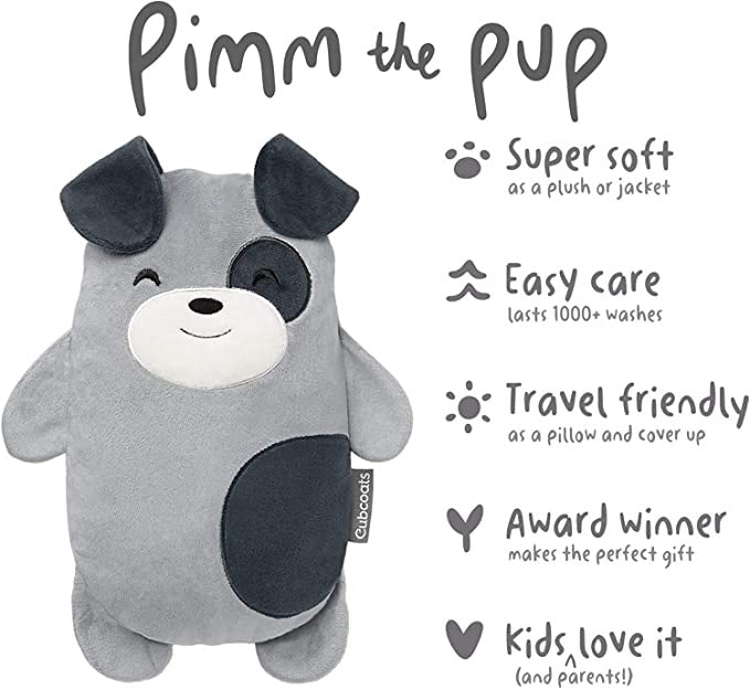 Cubcoats Kids Toddler e Big Pimm, o cachorrinho, moletom com capuz 2 em 1, bicho de pelúcia, cinza, tamanho 8