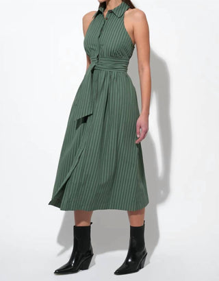 Adelyn Rae - Rosa Flutter Halter Collared Midi Dress