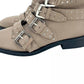 Topshop - Paige Nude Leather Studded Buckle Straps Ankle Boots