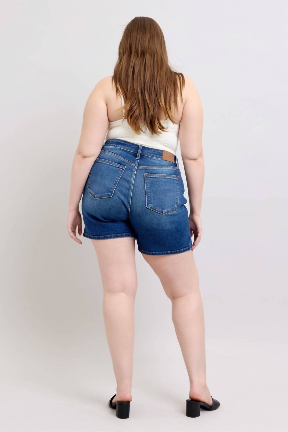 Judy Blue - High Rise Two Button Mid Length Dad Denim Short