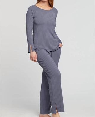 Fleur'T - Ribbed Long Sleeve Pajama Set