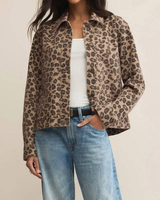 Z Supply - Jaqueta jeans feminina Bel Air Leopard