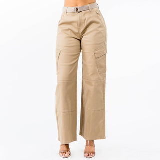American Bazi - Women's High Waist Wide Leg Carpenter Pants - Plus