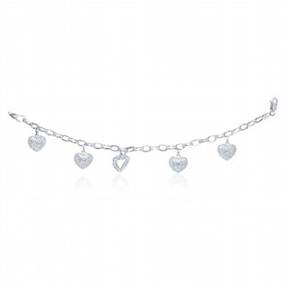 Diana M Jewels - Pulseira de diamante com pingente de coração pavê de 1,50 cts