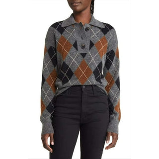 Rails Shae Argyle Polo Sweater - Heather Toffee