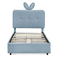 Twin Size Kids Upholstered Bed with Oversized Rabbit Ear Headboard