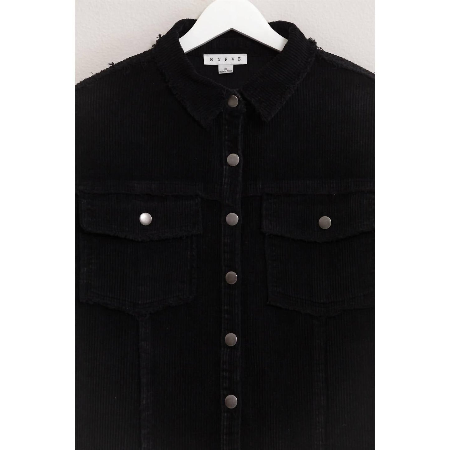 Hyfve - Women's Washed Corduroy Frayed Shacket