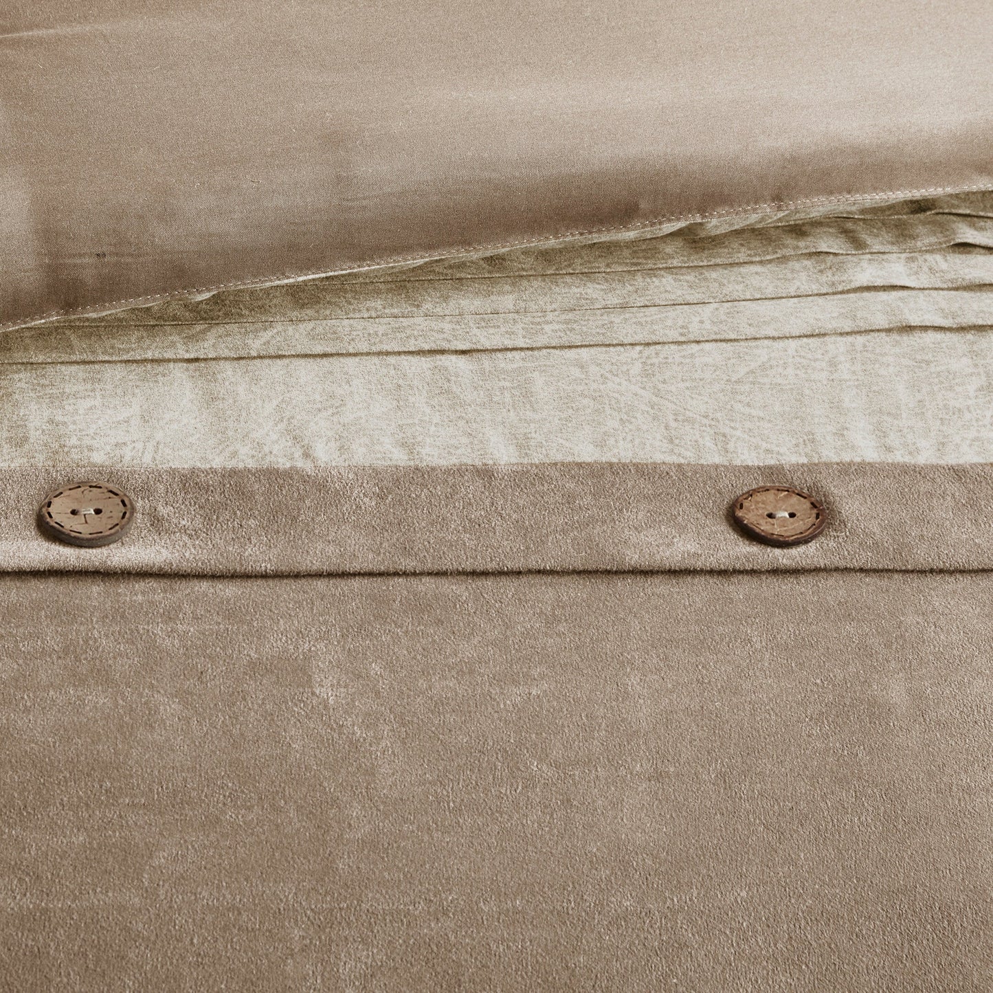 7 Piece Faux Suede Comforter Set Tan King