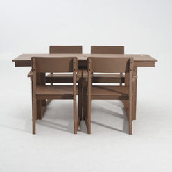5 Piece Outdoor Dining Set, Table With Umbrella Hole And 4 Armrest Chairs