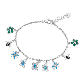 Atlanta Jewelers Supply - Women's Colorful Flower Butterfly Bee Charm Bracelet