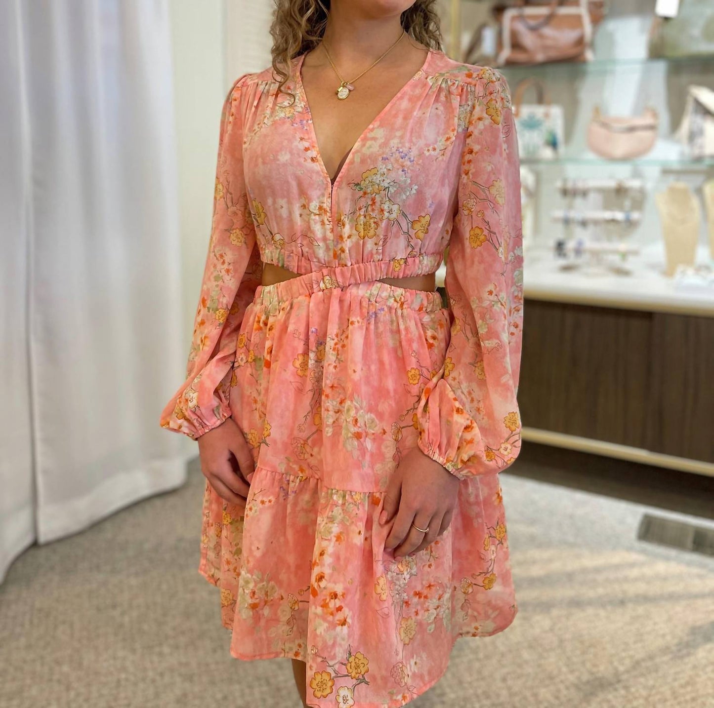 Entro - Floral Cutout Dress