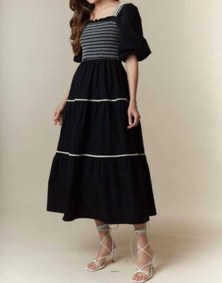 Peach Love - Katie Smocked Fall Midi Dress