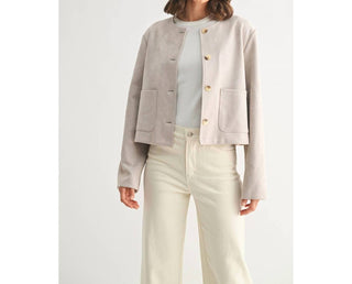 Fun 2 Fun - Suede Button Down Jacket