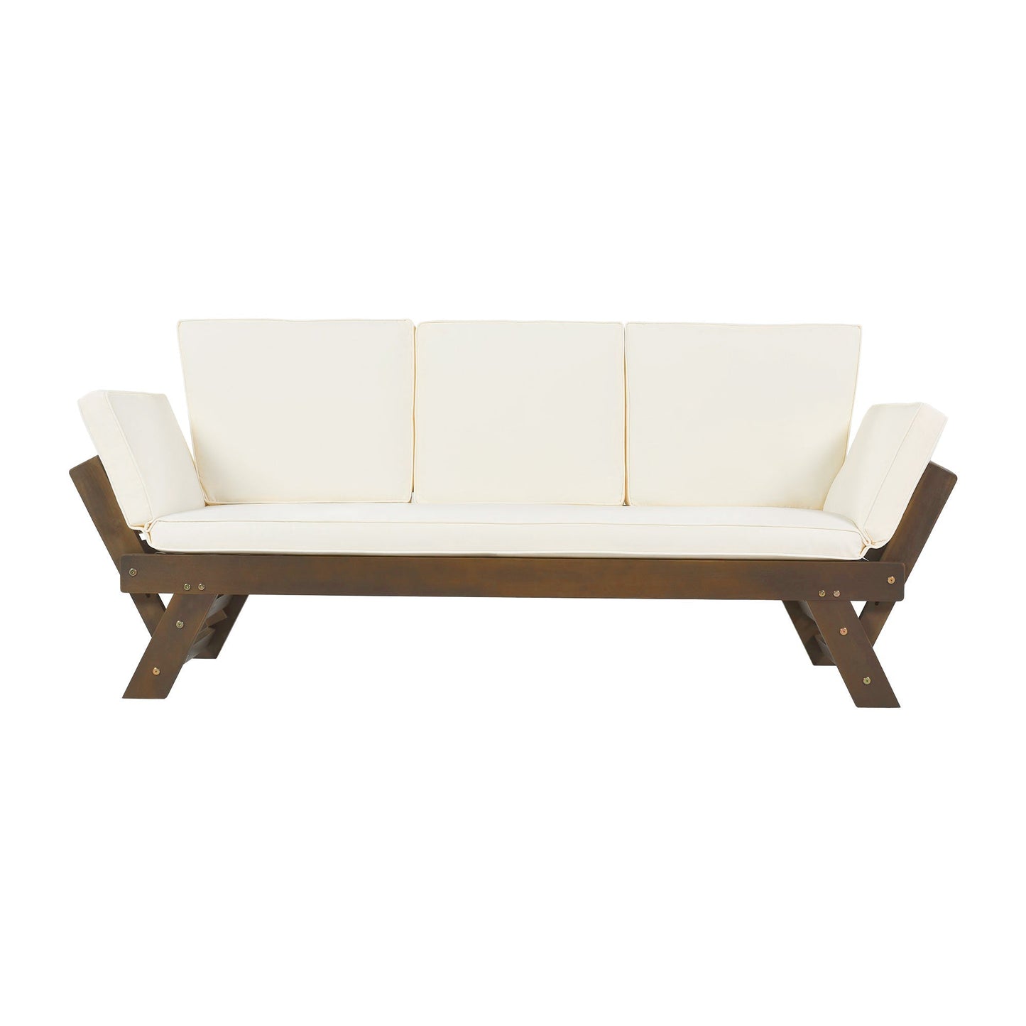 TOPMAX Outdoor Adjustable Patio Wooden Daybed Sofa Chaise Lounge